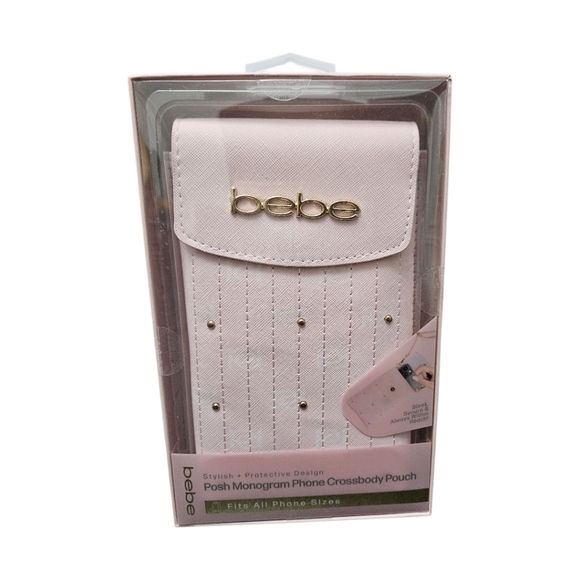 bebe Handbags - Bebe Blush Phone Crossbody Pouch with Gold Accents